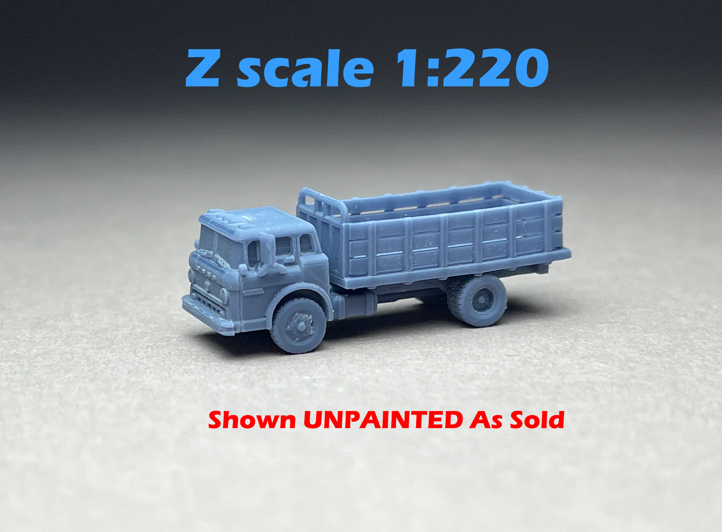 Z Scale (1:220) UNPAINTED One (1) C600 COE stake truck - NOT a toy!
