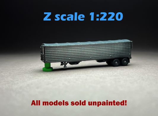Z Scale (1:220) UNPAINTED One (1) Grain Trailer (Truck old separately) - NOT a toy!