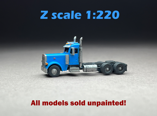 Z Scale (1:220) UNPAINTED p379, Long nose, Flattop sleeper, 265 wheelbase, straight stacks - NOT a toy! (Copy)