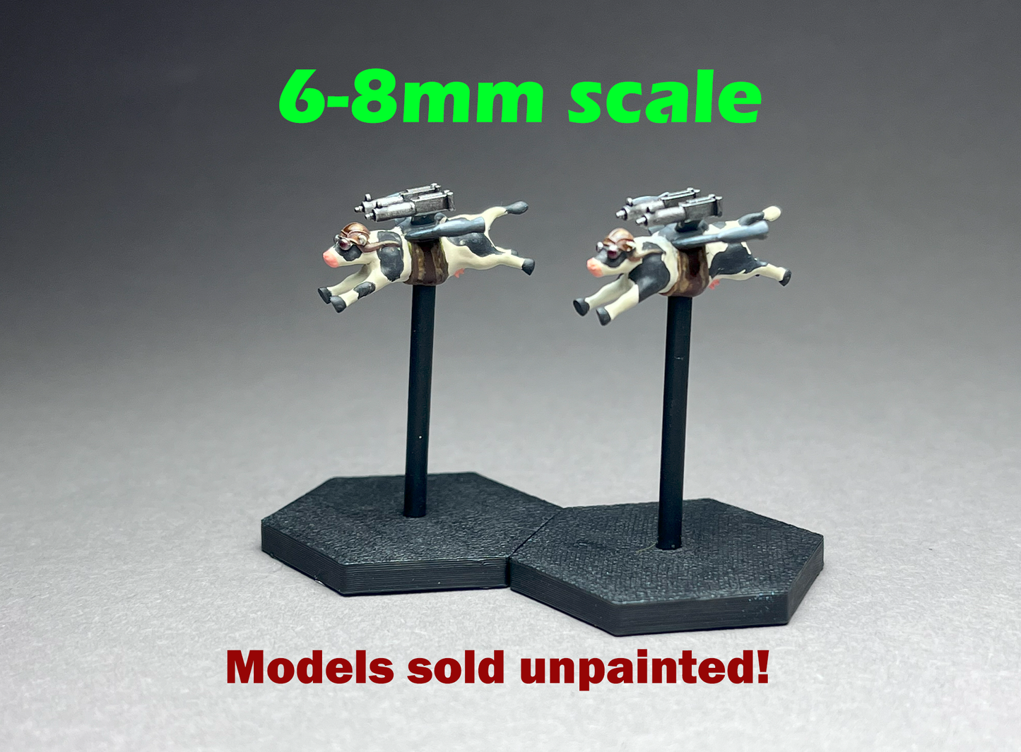 AirCow LAM (Land Air Moo) - Flight of three (x3) with stands included, Economy Class Air Dominance, UNPAINTED, NOT a toy!